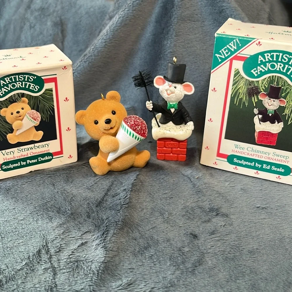VINTAGE HALLMARK CHRISTMAS ORNAMENTS 1988 & 1987  in box